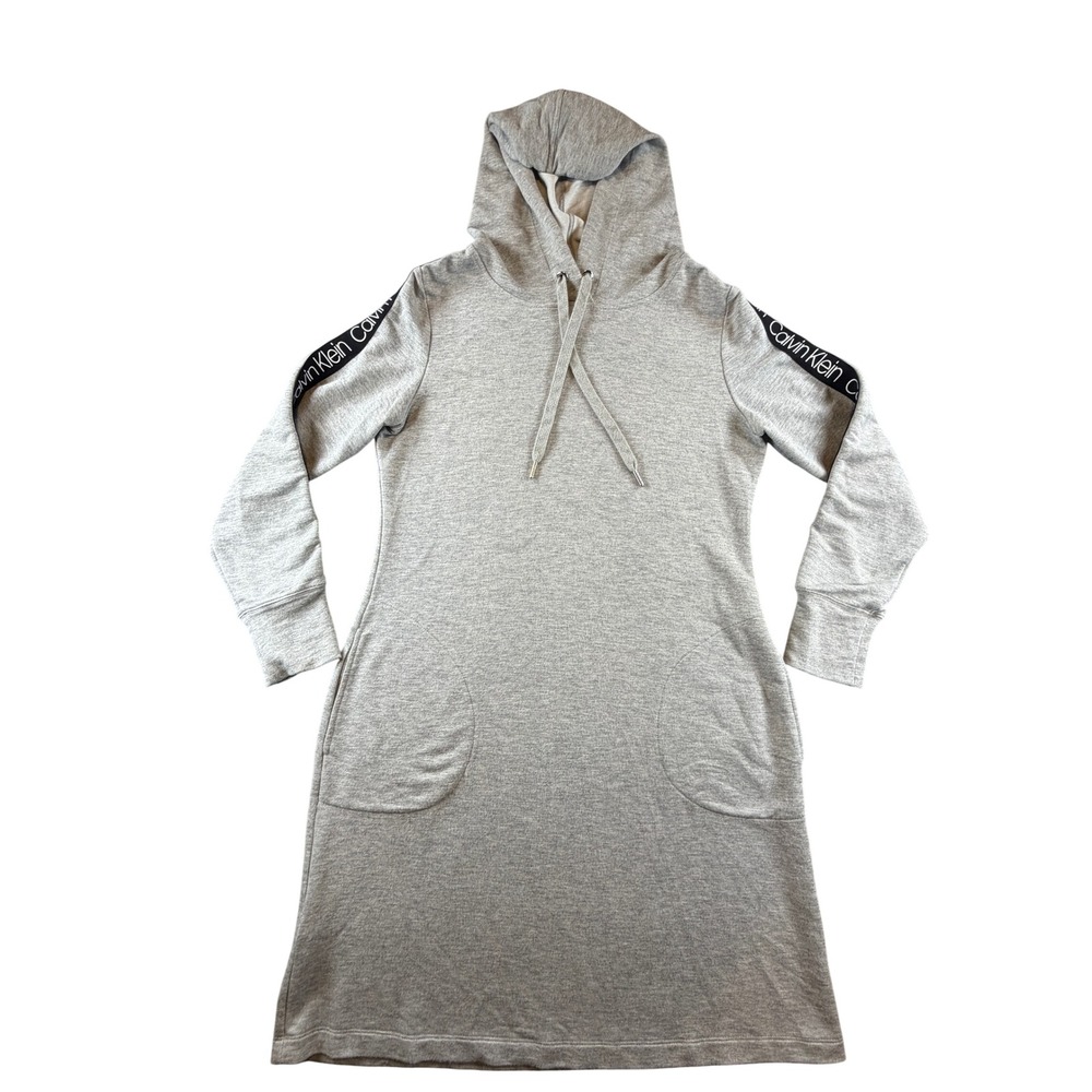 Calvin Klein Performance Gray Hoodie Dress Long Sleeve Pockets Womens Medium